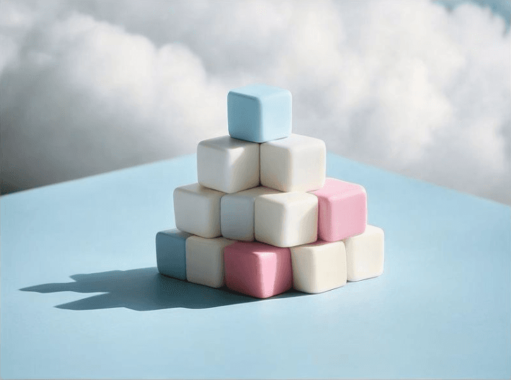 Graphic representation of the building blocks of creativity