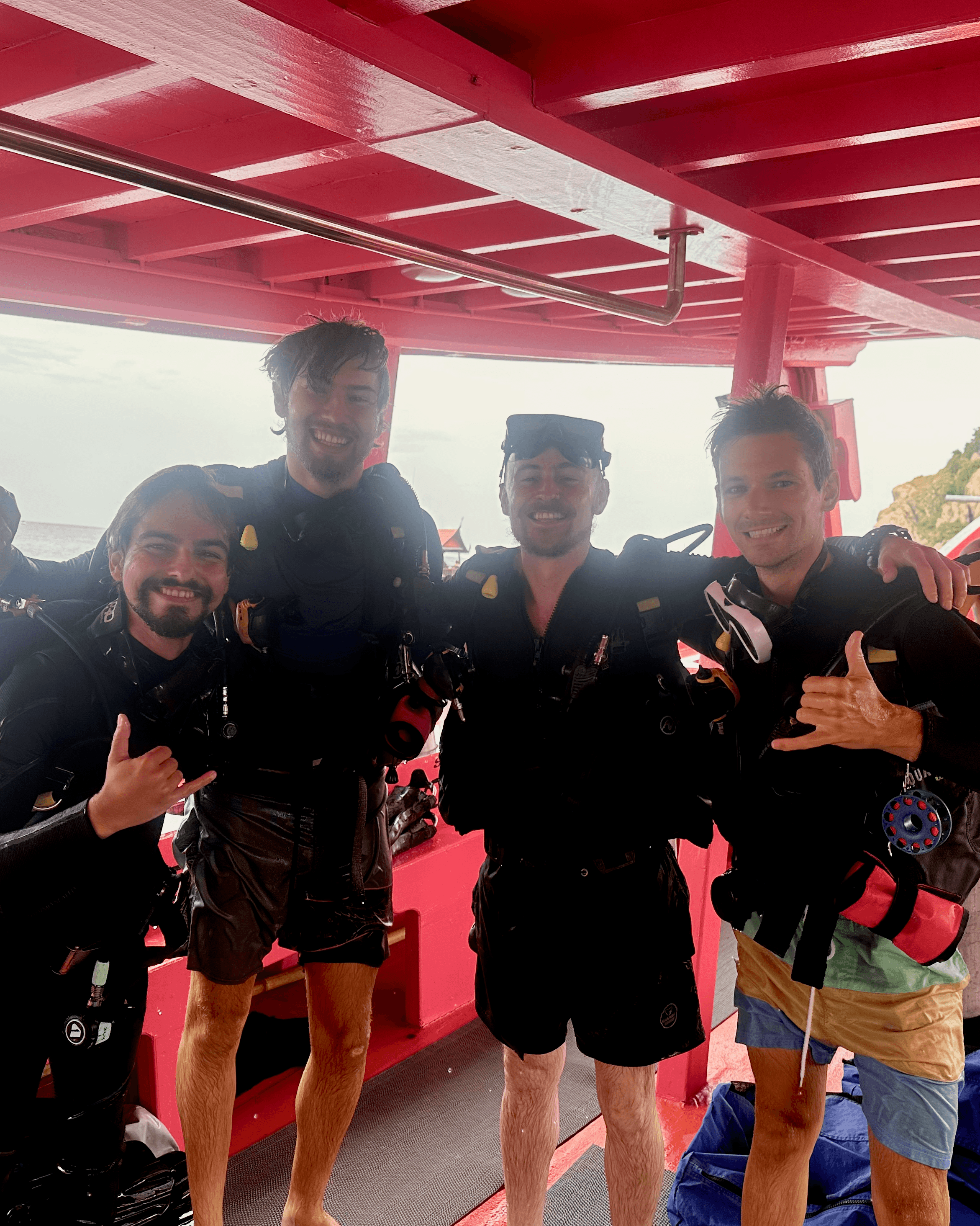 Divemasters in training assisting stress & rescue course at Phoenix Divers Koh Tao