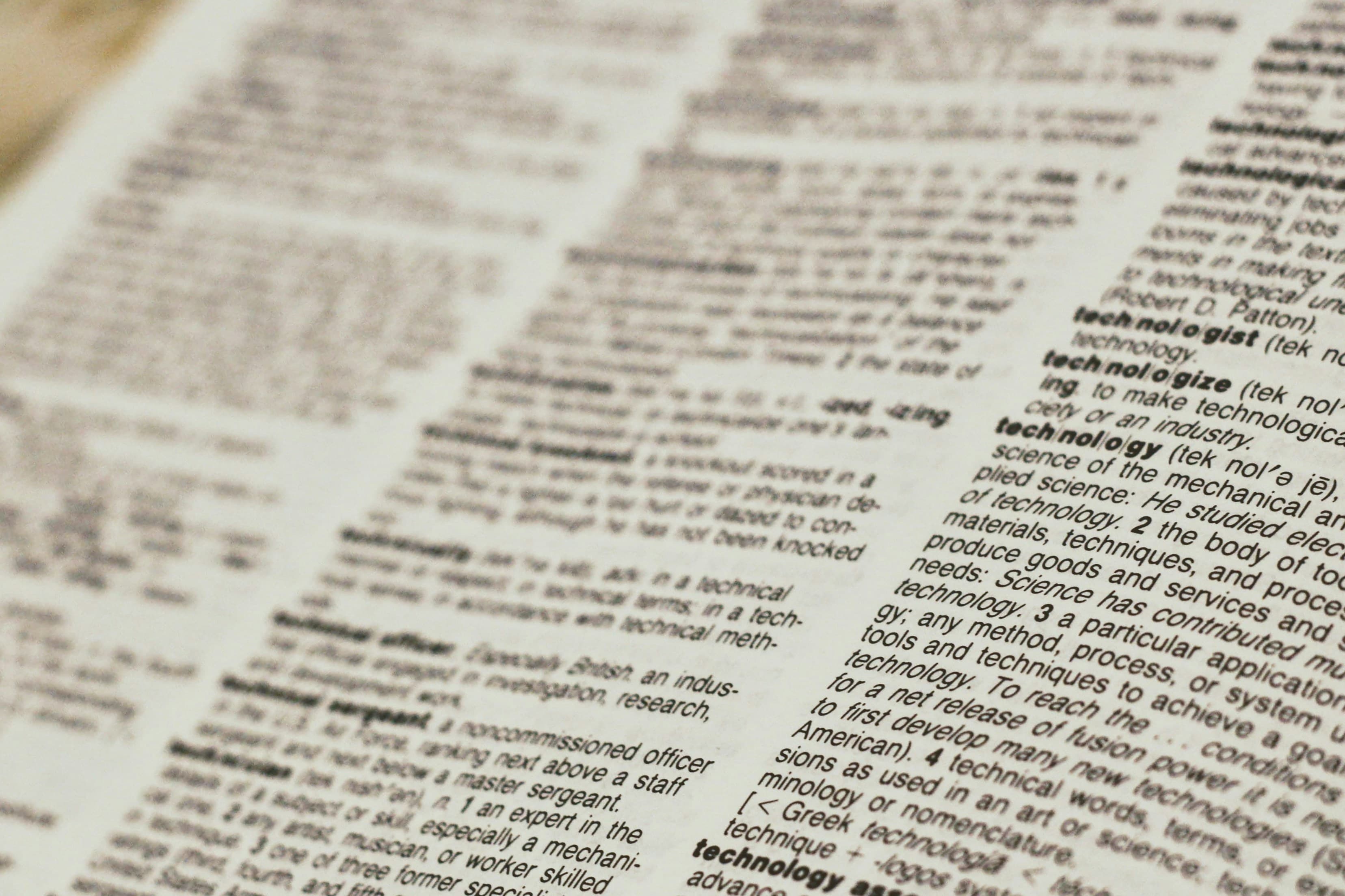 Dictionary showing technology and other terms