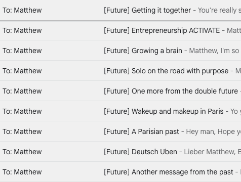 Gmail screenshot showing scheduled messages from the past