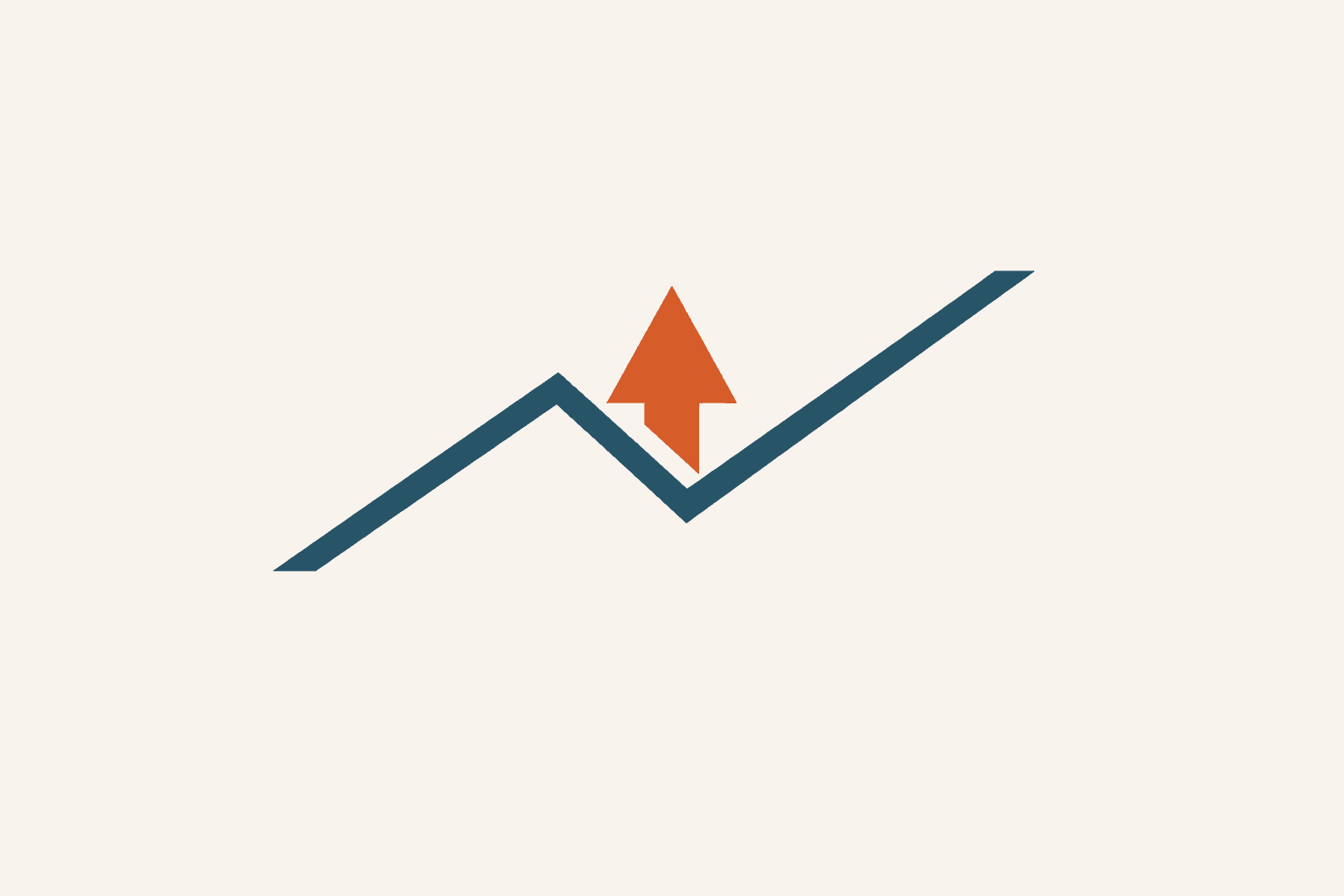 Simple line chart with stylized up arrow