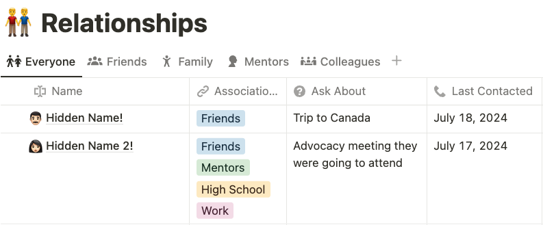 Screenshot from Notion - Second Brain with Relationship Table